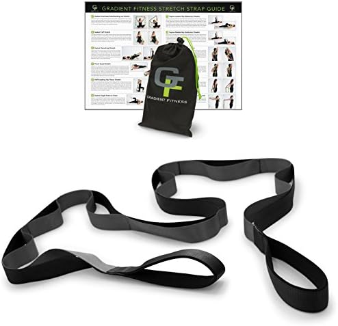 Gradient Fitness Stretching Strap, Premium Quality Multi-Loop Strap, Neoprene Padded Handles, 12 Loops, 1.5" W x 8' L