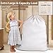 Wimaha Rip-stop Extra Large Cloth Laundry Bags with Drawstring Machine Washable Natural Cotton Fabric Sturdy Laundry Hamper Liner for College Students in Dorm, Home, Department, Bathroom Use, Beige