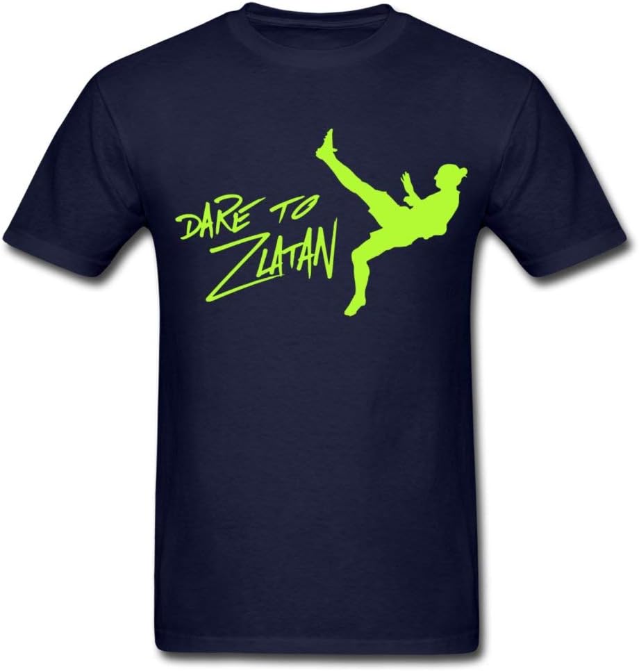 Tiovcoo Men's Navy Casual Cotton Dare to Zlatan Ibrahimovic Logo Short Sleeve Graphic T-Shirt Tee