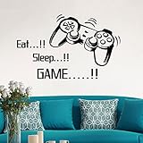 Wall Stickers, ღ Ninasill ღ Eat Sleep Game Wall Stickers Boys Bedroom Letter DIY Kids Rooms Decoration Art (5386cm, Black)