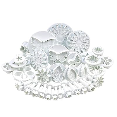 Umiwe(TM) Cake Jelly Candy Marzipan Fondant Torte Kuchen Baking Mold Set (White, Set of 33 Pcs) With Umiwe Accessory