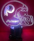 Washington Redskins NFL Light Up Lamp LED Personalized Free Red Skins Football Light Up Light Lamp LED Table Lamp, It's Wow, with Remote, 16 Color Options, Dimmer, Free Engraved, Great Gift