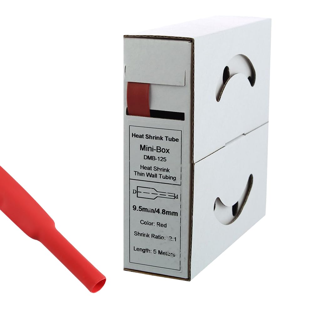 Offgridtec 5m Heat Shrink Tube 9.5 mm > 4.8 mm Red Dispenser Box Workshop Car