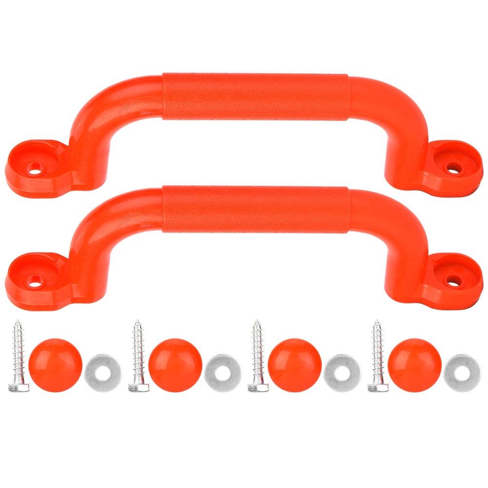 Game Grab Handles Children Playhouse Safety Nonslip Grab Handle Screws Kits for Tree House Climbing Toy Swing Accessories (Red)