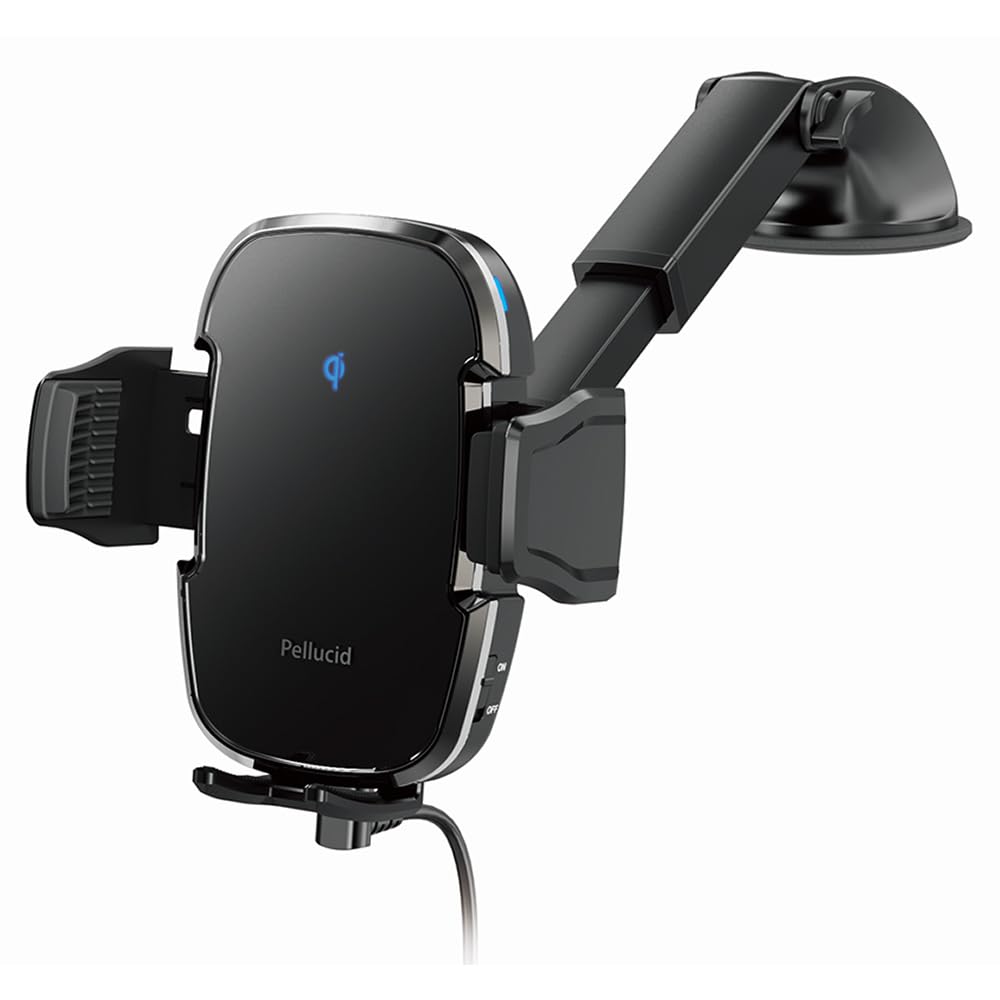 ペルシード(Pellucid) 車内用品 車載スマホホルダー 高速ワイヤレス充電 Qi正規認証品 自動開閉 キャパシタ内蔵 ロングアーム ローポジション 強力吸盤ダッシュボード取付 PPH2305商品画像