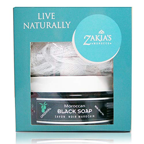 Moroccan Black Soap and Kessa Exfoliating Glove - Net Wt. 8.82
