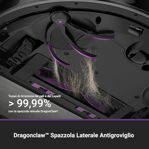 E20 Evo Plus Robot Aspirapolvere e Lavapavimenti, 10.000Pa, Anti-Groviglio, 180min Autonomia, Mappatura LDS, Base Senza Sacchetto, Controllo Vocale