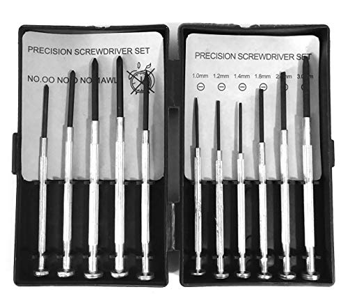 Precision Mini Small Screwdriver Set - 11 Piece Kit Includes Phillips and Flat Head Screw Drivers, Eyeglass Repair Tool