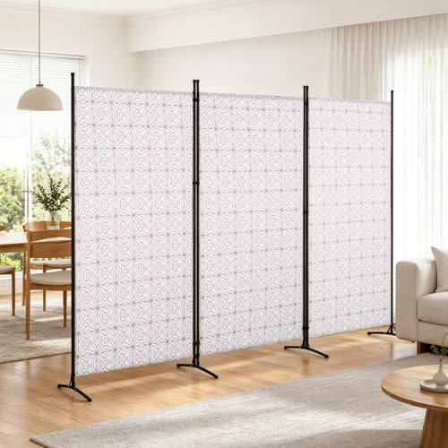 Biombo Divisor Portátil, Biombo Plegable de 3 Paneles, Separador de Ambientes para Privacidad, Divisor de Espacios Decorativo para Oficina Habitación, Pantalla Plegable Ligera y Ahorradora de Espacio
