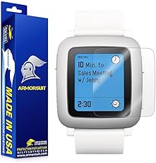 Pebble Time Screen Protector [Full Coverage 2 Pack], Armorsuit MilitaryShield - Made in USA - [2-Pack] Anti-Bubble / Ultra HD Clear Shield - Lifetime Warranty