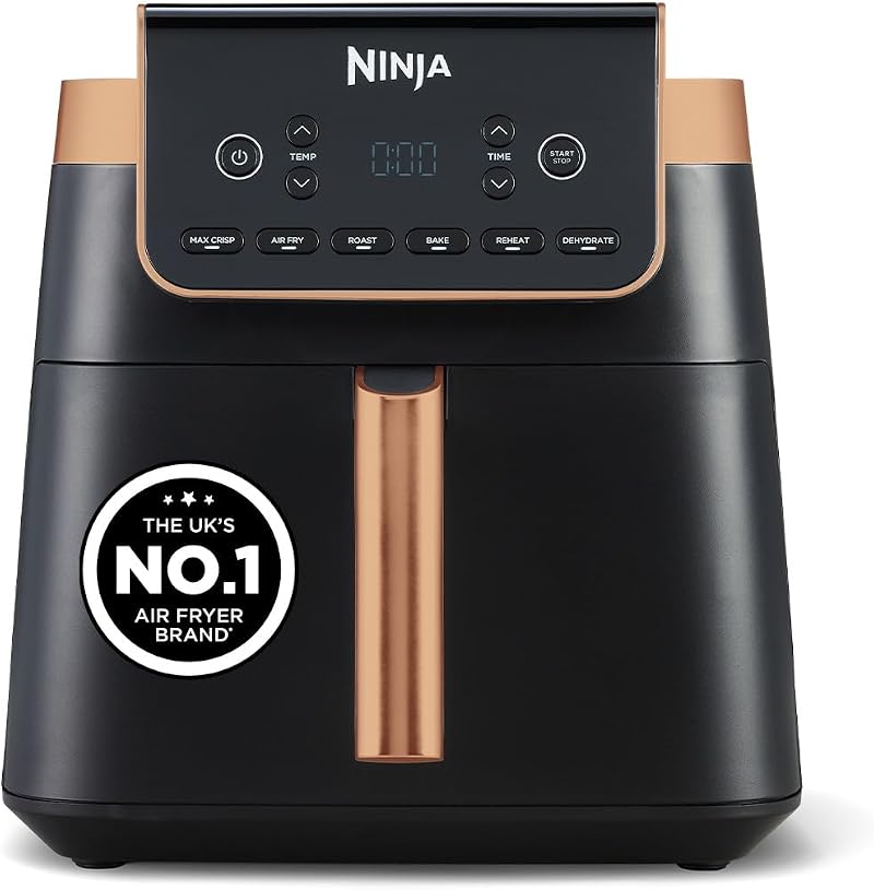 Ninja Air Fryer MAX PRO 6.2L AF180UKCP Black Copper | 6 Functions, Large Square