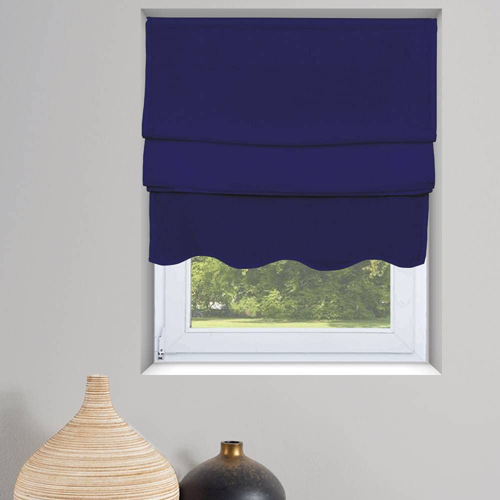 Madecostore Screen Blind Wavy Base – Navy Blue – L 100 x H 170 cm – Self-Locking Mechanism