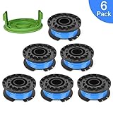 Thten 0.065" Single Line Auto-Feed Replacement Trimmer Spool 29092 for Greenworks Weed Eater String 24V and 40V Trimmer (6 Packs Plus 1 Cap)