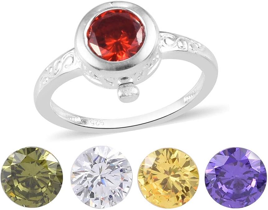 TJC Simulated MultiColoured CZ Interchangeable Ring for Women in 925