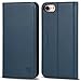 SHIELDON Case for iPhone SE3/SE2/8/7, Genuine Leather Wallet Flip Credit Card Slots Magnetic Kickstand Protective Case Compatible with iPhone SE 2022/2020 - Navy Blue