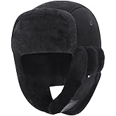 Harssidanzar Aviator Hat for Men Women Genuine Sheepskin Shearling Leather Winter Warm Trapper Hat CU603US