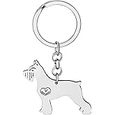 HUAGEO Stainless Steel Cute Schnauzer Dog Keychain Purse Charms Gifts For Women Handbag Car Key Rings Fun Jewelry Accessories