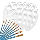 APLANET 4pcs Paint Tray Palette and 10 Nylon Hair Brushes