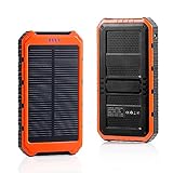Solar Charger, LBell 10000mAh Dual USB Port External Battery Pack with Flashlight for Cell Phones Camera GPS Tablets ect
