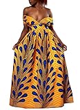 Uideazone Women's Sexy Sleeveless Halter Dress African Printed Maxi Long Dress