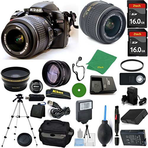 Nikon D3200 DSLR - International Version (No Warranty), 18-55mm f/3.5-5.6 DX VR, 2pcs 16GB Memory, Camera Case, Wide Angle, Telephoto, Flash, Battery, Charger Nikon D3200 DSLR - International Version (No Warranty), 18-55mm f/3.5-5.6 DX VR, 2pcs 16GB Memory, Camera Case, Wide Angle, Telephoto, Flash, Battery, Charger