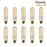 KINGSO 10 Pack E26 E27 Vintage Edison Light Bulbs 60W 110V T10 Dimmable Tubular Light Bulb Nostalgic Tungsten Filament Incandescent Antique Bulb for Home and Commercial Light Fixtures