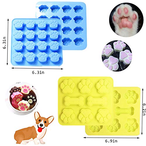 7 Pack Dog Treat Molds, Puppy Dog Paw and Bone Molds, Nonstick Dog Ice