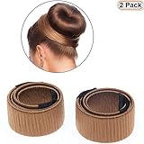 Hisight 2pcs Fashion Hair Styling Disk Hair , Donut Former Foam DIY Tool (Coffee Color)