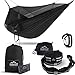 Double Hammock - Everest | Bug & Mosquito Free Camping & Outdoor Hammocks Tent Reversible Integrated BugNet YKK Zipper Ripstop Diamond Weave Nylon Carabiners & Tree Saver Straps | Black