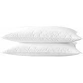 Ultra Thin Flat Soft Bed Pillows Standard Size Set of 2 Pack for Sleeping 20"x26", Hypoallergenic Skin Friendly Machine Washable