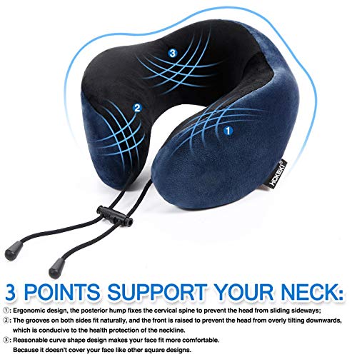 HOKEKI Travel Pillow 100 Pure Memory Foam Neck Pillow, Comfortable