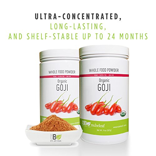 Nubeleaf Goji Berry Powder - Non-GMO, Gluten-Free, Organic, Vegan Source of Essential Vitamins & Minerals - Single-Ingredient Nutrient Rich Superfood for Cooking, Baking, Smoothies (14oz)