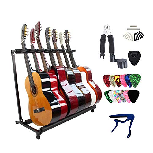 Multiple Guitar Stand 7 Holder Foldable Guitar Display Rack Portable