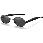 Fozono Sardine Oval Sunglasses for Women Men - UV400 Gold Metal Frame Retro Shades