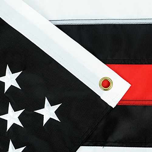 Black White Thin Red Line American Flag 3x5Ft Heavy-Use Nylon w/ Embroidered Stars & Sewn Stripes - Deluxe Fas