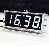 KKmoon DIY Digital LED Clock Kit Compact 4-digit Light Control Temperature Date Time Display with Transparent Case (White)