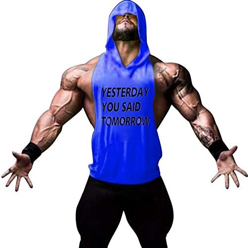 Gerlobal Mens Bodybuilding Stringer Hoodie Workout Fitness Gym Tank Top
