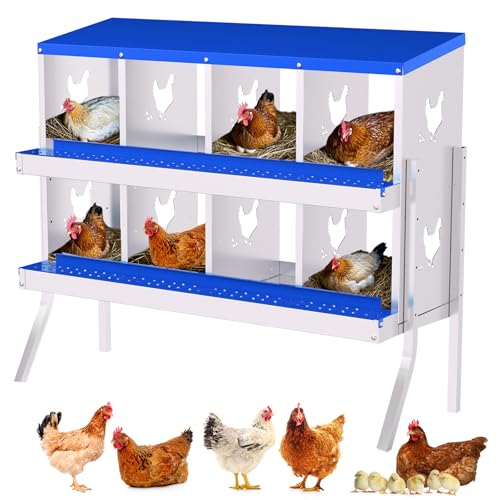Chicken Nesting Box, 8 Holes Metal Roll Away Eggs Laying Box with Automatic Rol…