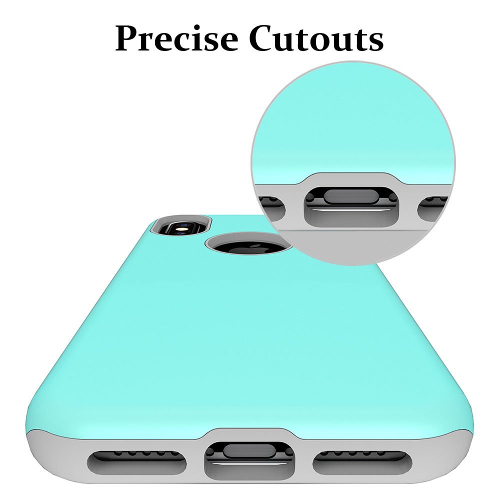 iPhone X Case, MagicSky Slim Corner Protection Shock Absorption Hybrid Dual Layer Armor Defender Protective Case Cover for Apple iPhoneX - Cyan