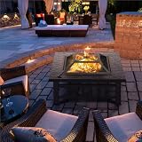 Yaheetech Outdoor Fire Pit 81cm Square 3 in 1 Heat Resistant with Cover view 2