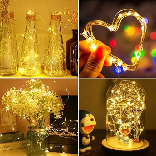 btfarm 12 Pieces/3 Modes LED Fairy Lights Battery Small, 2 m 20 LED Fairy Lights with Battery, Mini Fairy Lights Battery Operated for Party, Christmas, DIY, Wedding, Indoor Decoration (Warm White)