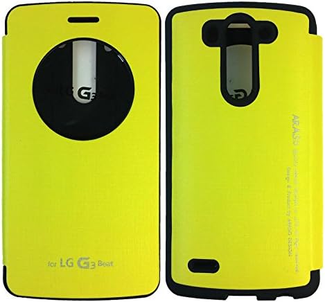 LG G3 Vigor Case,[Yellow] [Quick Circle View] Bumper Case PU Leather Flip Cover Magnetic closure Anti Shock Protective Case for LG G3 Vigor (Compatible with LG G3 Beat, G3 Mini Version Only) ST3BYW