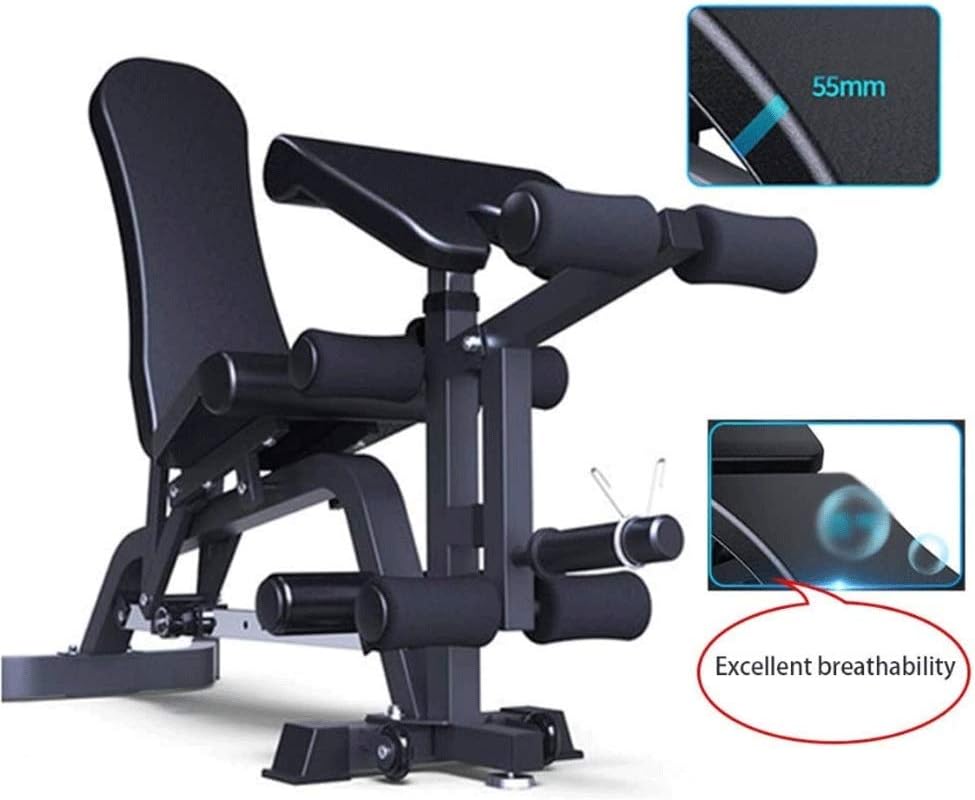 JNWEIYU Sit up Bench Adjustable Weight Bench,Weight Lifting Gym Home Workout Bench Height Adjustable Utility Bench Flat Incline Decline Abs,Bench Press, Adjustable Barbell Crunch