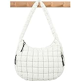 Quilted Puffer Tote Bag Puffy Crossbody Shoulder Bag with Zipper, Nylon Hobo Handbag Travel Carryall Bags for Women Girls