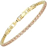 RIZILIA Not-Your-Basic Minimalist to Statement Tennis Bracelet for Women - Round/Marquise/Princess Gemstone CZ in Multi Colors, 14K Gold Plated, 6.5" Base with 0.5"/1" Extenders to 7-7.5", Gift Boxed