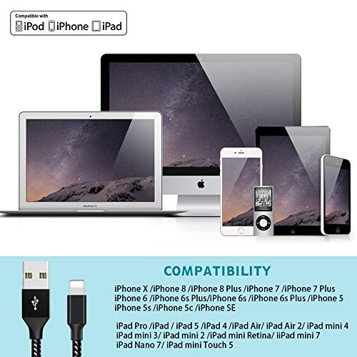 image for Lightning Cable,iPhone Charger Cables, WZS 4Pack 3FT 6FT 6FT 10FT to U