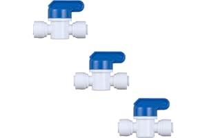EZRODI 3 Pack Push-to-Connect Plastic Shut Off Valve Fitting (1/4-in OD x 1/4-in OD, Inline Straight Ball Valve), White+Blue