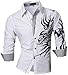 Jeansian Men's Slim Fit Long Sleeves Casual Shirts Z001 White M