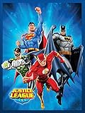 Crover SS-Crv-8R-Gpqy-ZNX1 Justice League Sunburst Blue Luxury Plush Twin Blanket, Multicolor