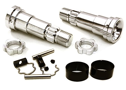 Integy RC Model Hop-ups C27464SILVER Billet Machined +6mm Ext. Stub Axles for C27070, C27071 & C27072